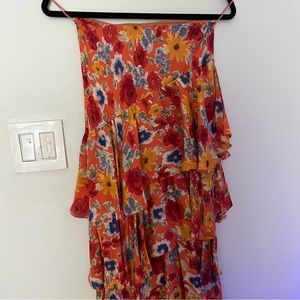 Ralph Lauren Purple Label Collections Sleeveless Silk Orange Steeples Dress